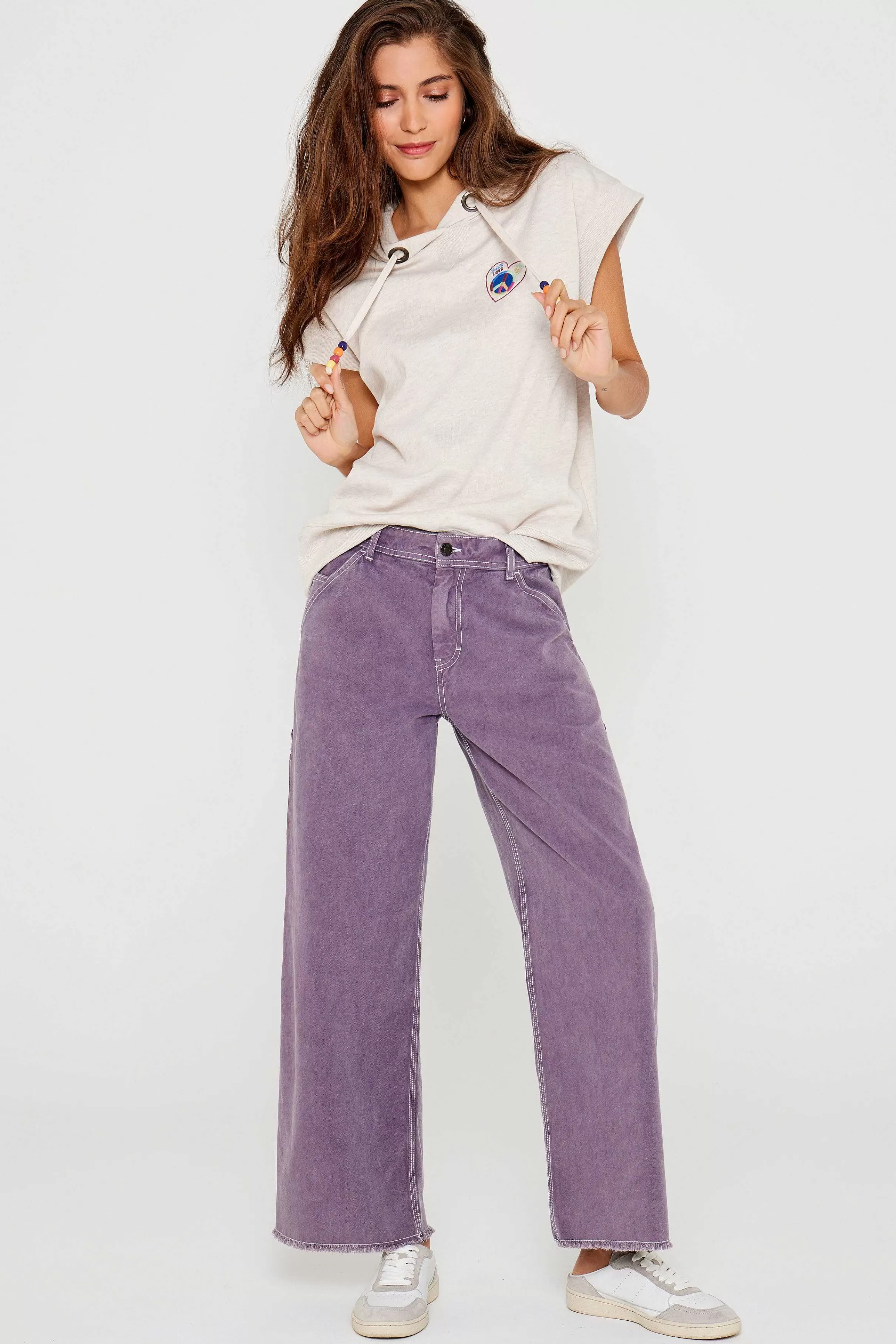 Sweatshirts*Five Jeans Love & Peace Sweatshirt Cremefarvet