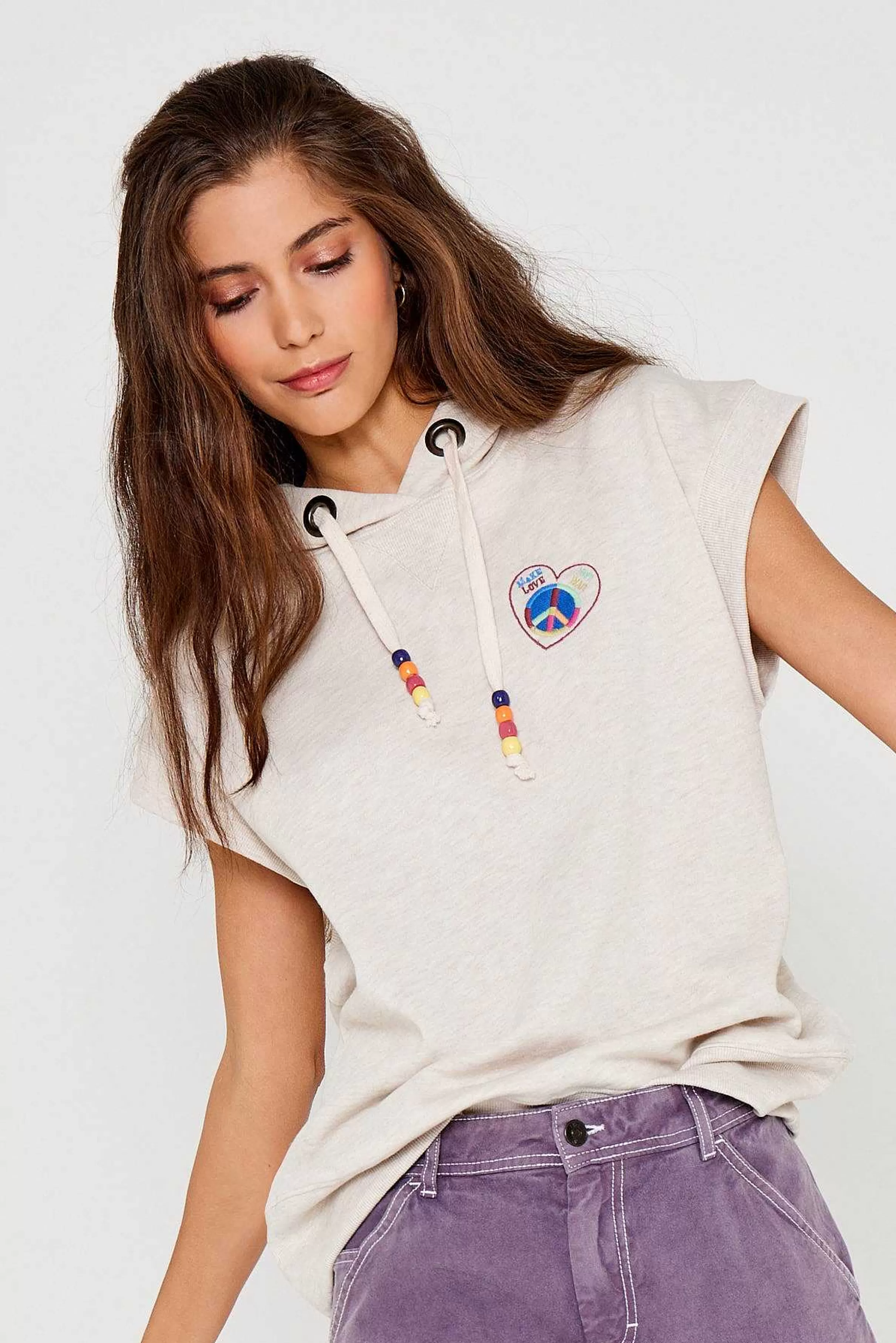 Sweatshirts*Five Jeans Love & Peace Sweatshirt Cremefarvet