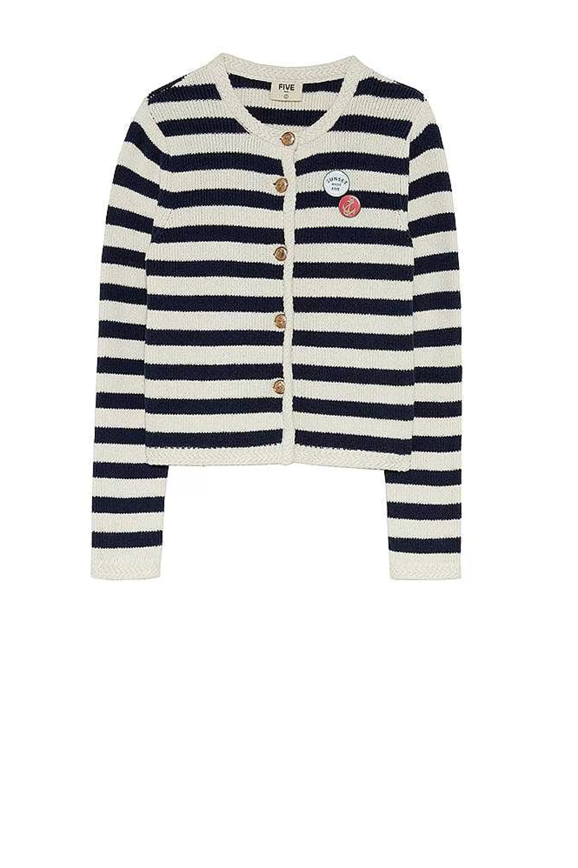 Bluse*Five Jeans Sunset Vest Lavet Med Marinebla